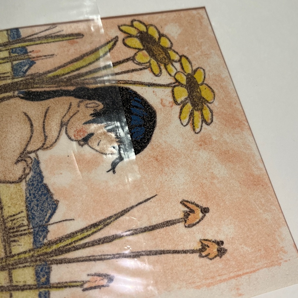 Vintage Gerda Christoffersen Native American Children - Floral - Mushroom Prints - Picture 8 of 8